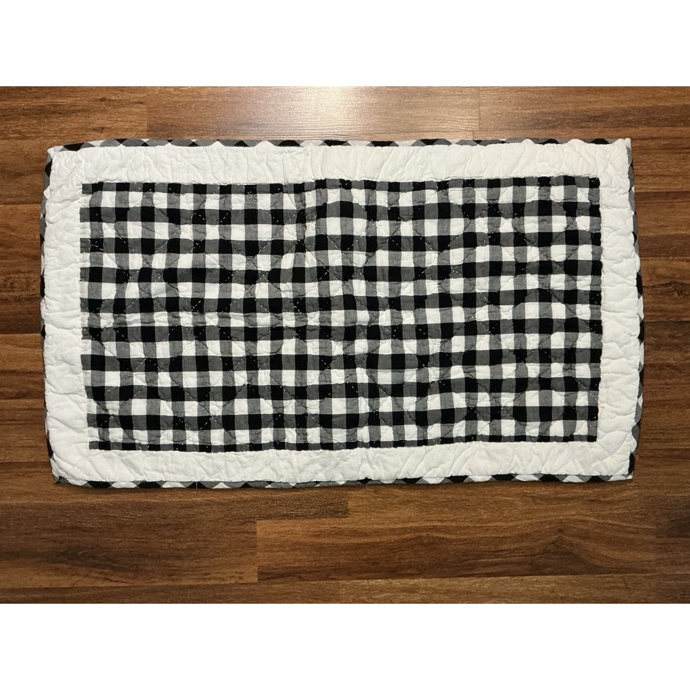 VHC Brands Single Quilted Buffalo Plaid Black/White KING Pillow Sham 100% Cotton